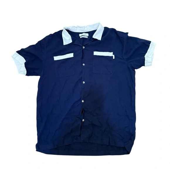 Urban Outfitters Navy and White Casual Shirt - Picture 3 of 4